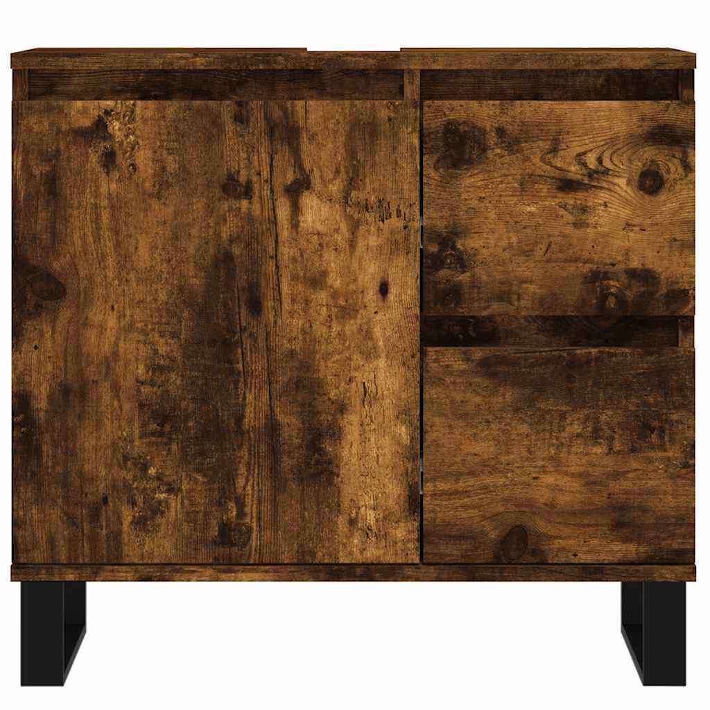 vidaXL Ντουλάπι Μπάνιου Καπνιστή Δρυς 65x33x60 εκ. Επεξεργασμένο Ξύλο
