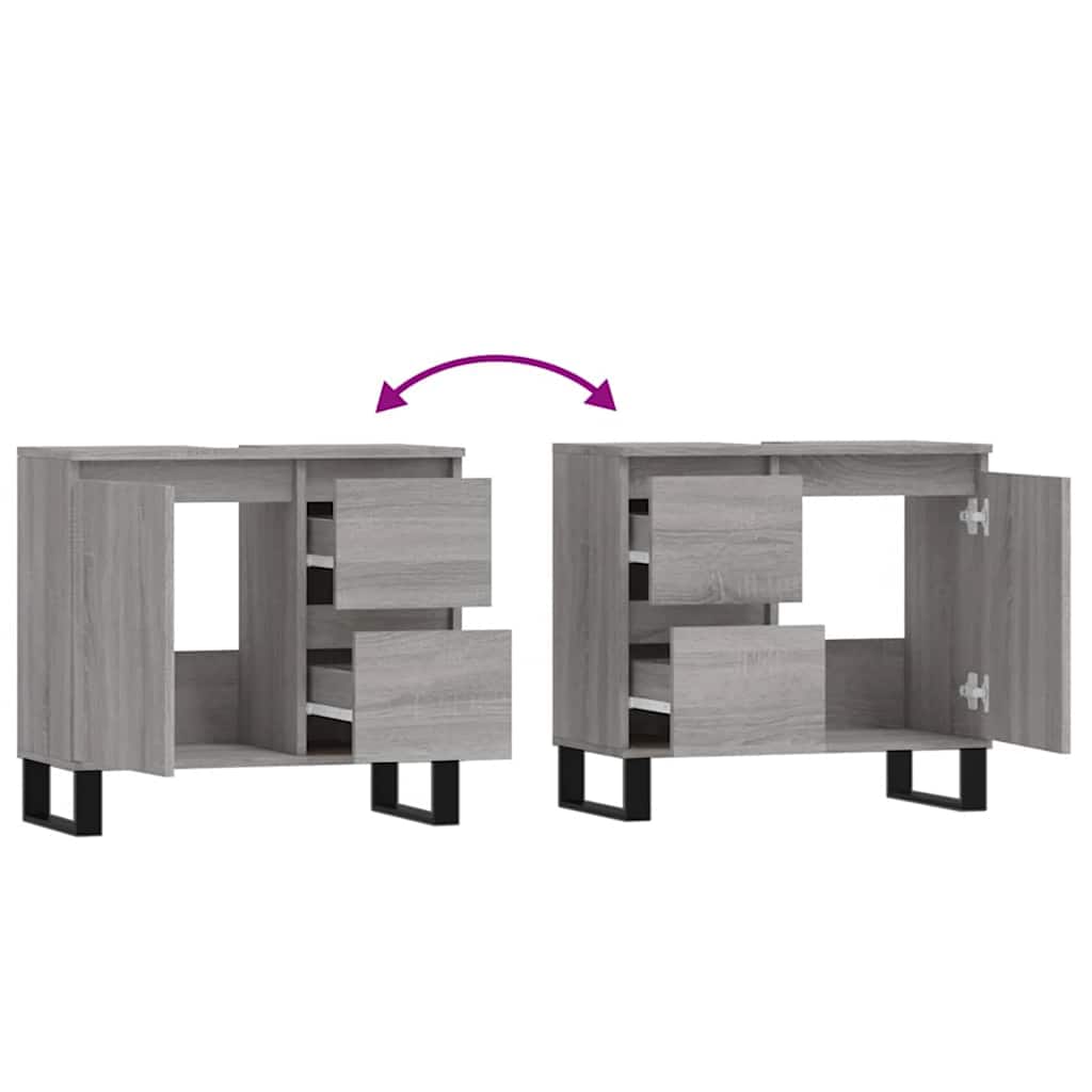 vidaXL Ντουλάπι Μπάνιου Γκρι Sonoma 65x33x60 εκ. Επεξεργασμένο Ξύλο
