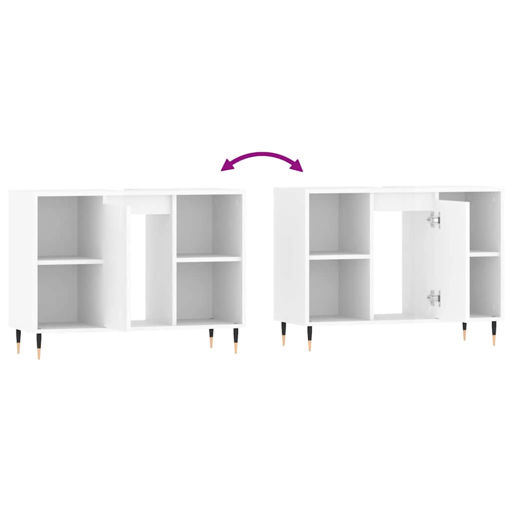 vidaXL Ντουλάπι Μπάνιου Γυαλ. Λευκό 80 x 33 x 60 εκ. από Επεξεργ. Ξύλο