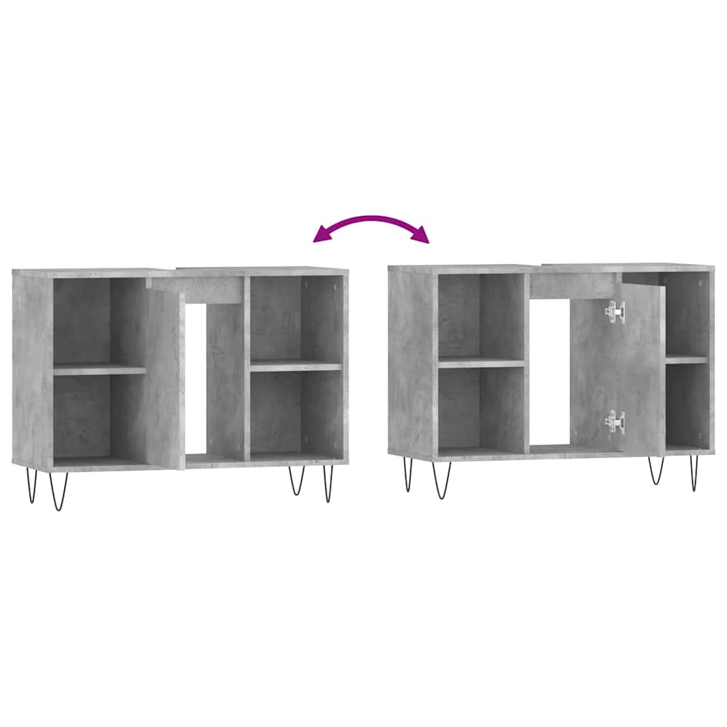 vidaXL Ντουλάπι Μπάνιου Γκρι Σκυροδέματος 80x33x60 εκ. Επεξ. Ξύλο