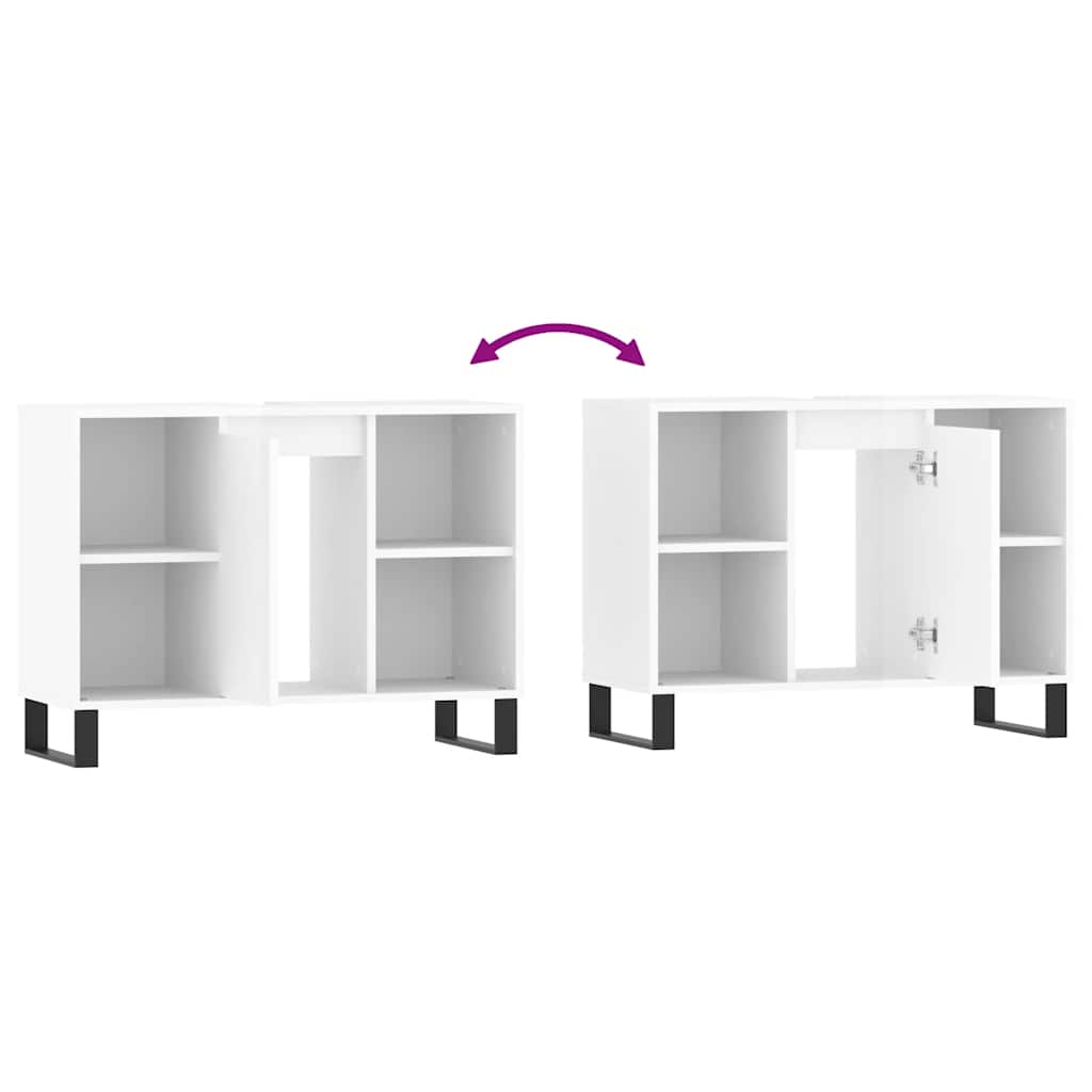 vidaXL Ντουλάπι Μπάνιου Γυαλ. Λευκό 80 x 33 x 60 εκ. από Επεξεργ. Ξύλο