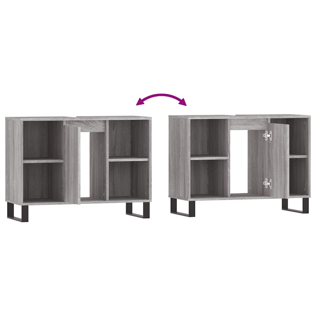 vidaXL Ντουλάπι Μπάνιου Γκρι Sonoma 80 x 33 x 60 εκ. από Επεξεργ. Ξύλο