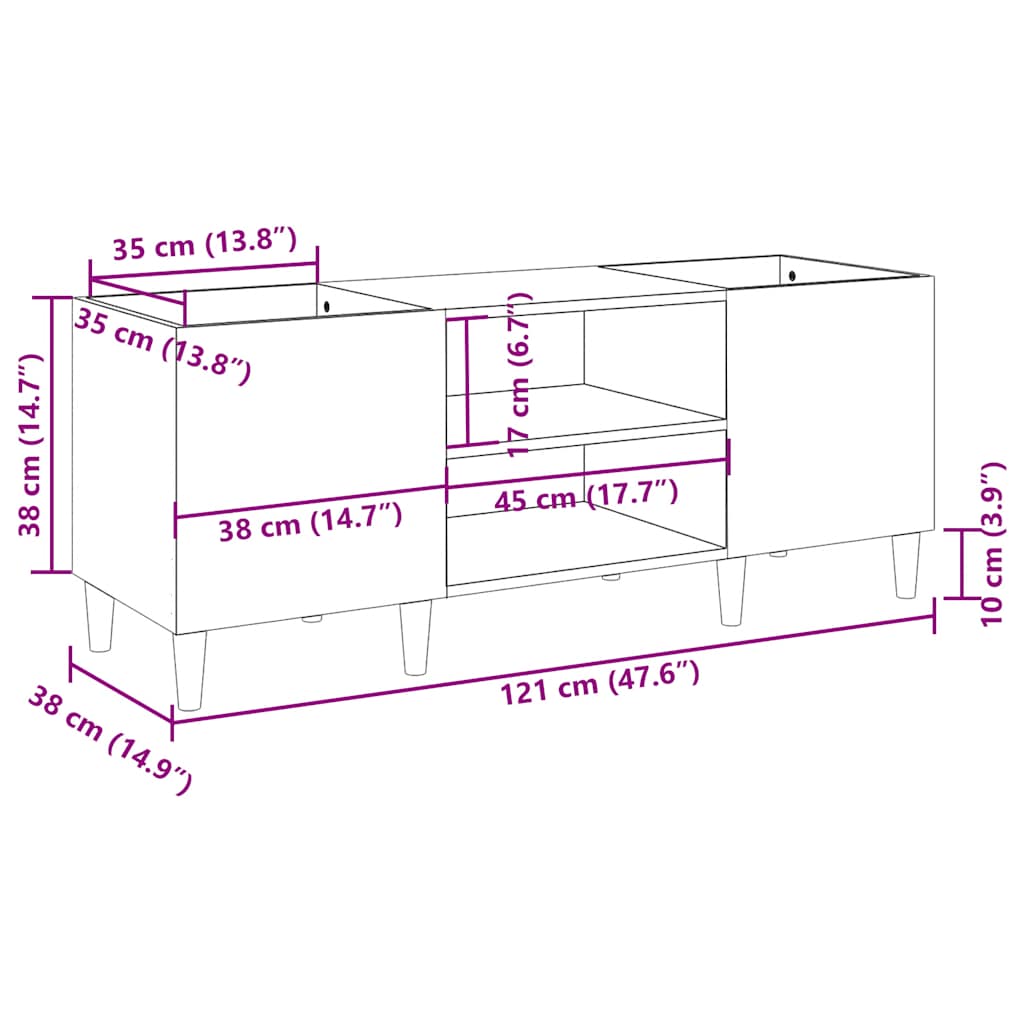 vidaXL Δισκοθήκη Γυαλιστερή Λευκή 121x38x48 εκ. από Επεξεργασμένο Ξύλο