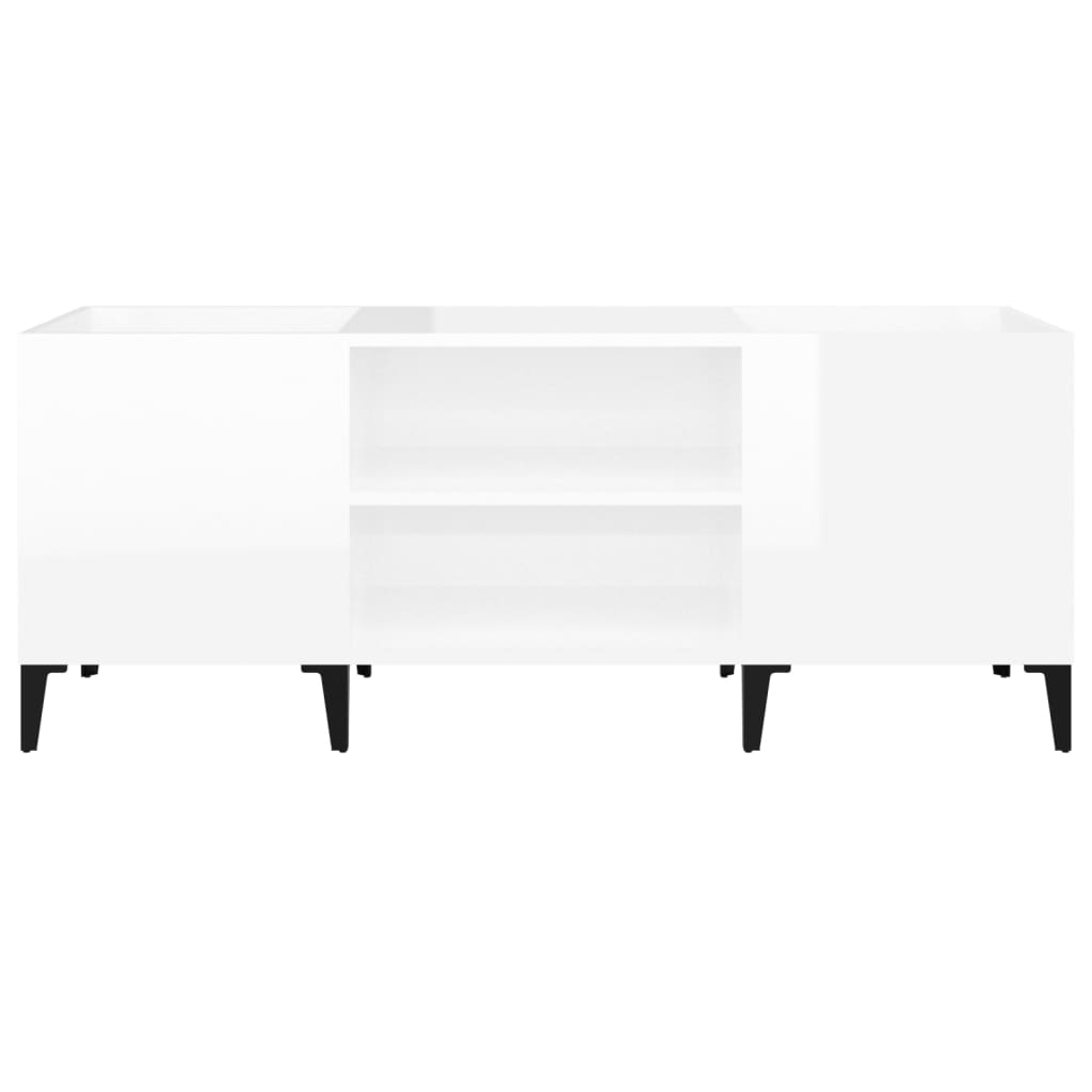 vidaXL Δισκοθήκη Γυαλιστερή Λευκή 121x38x48 εκ. από Επεξεργασμένο Ξύλο