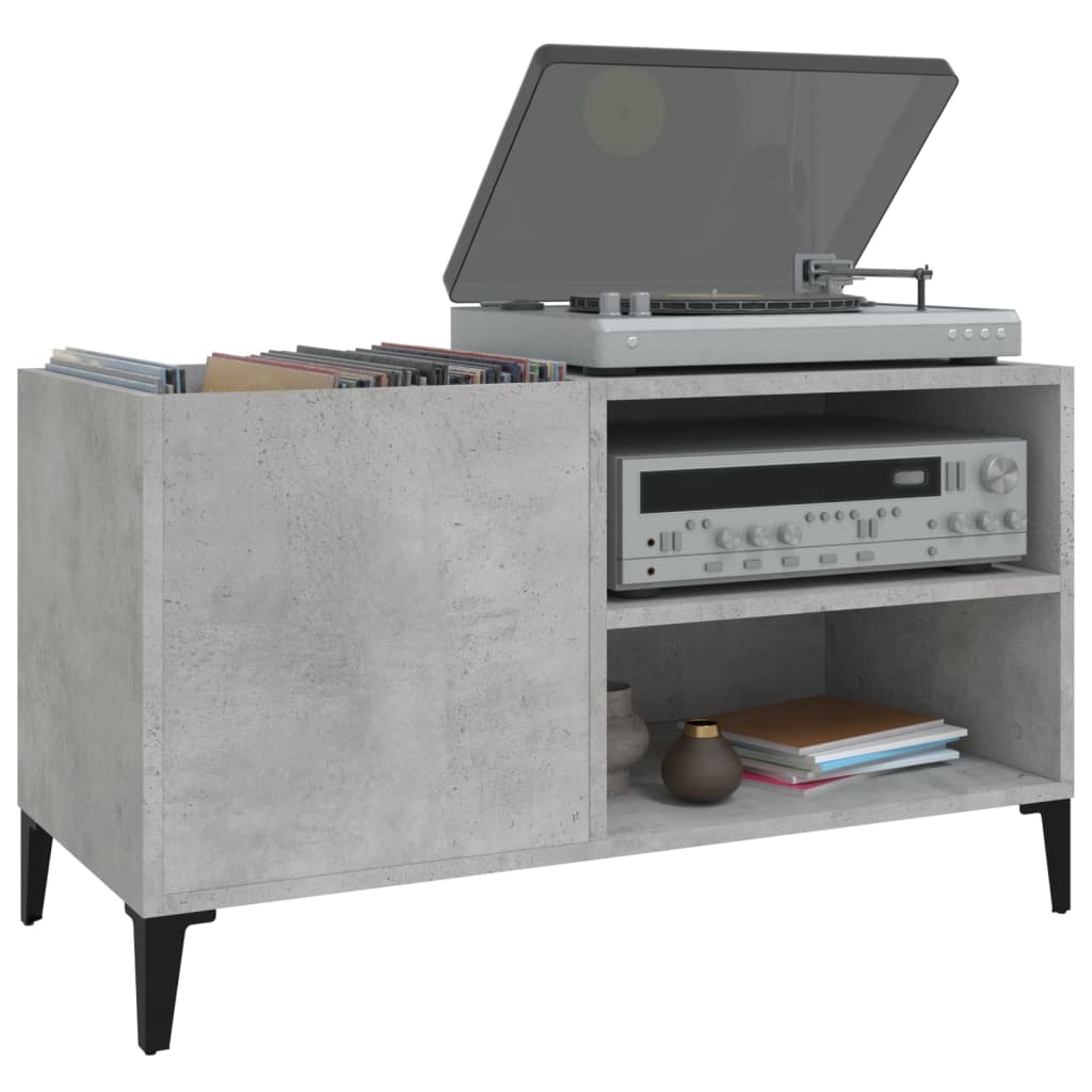 vidaXL Δισκοθήκη Γκρι Σκυροδέματος 84,5x38x48 εκ. Επεξεργασμένο Ξύλο