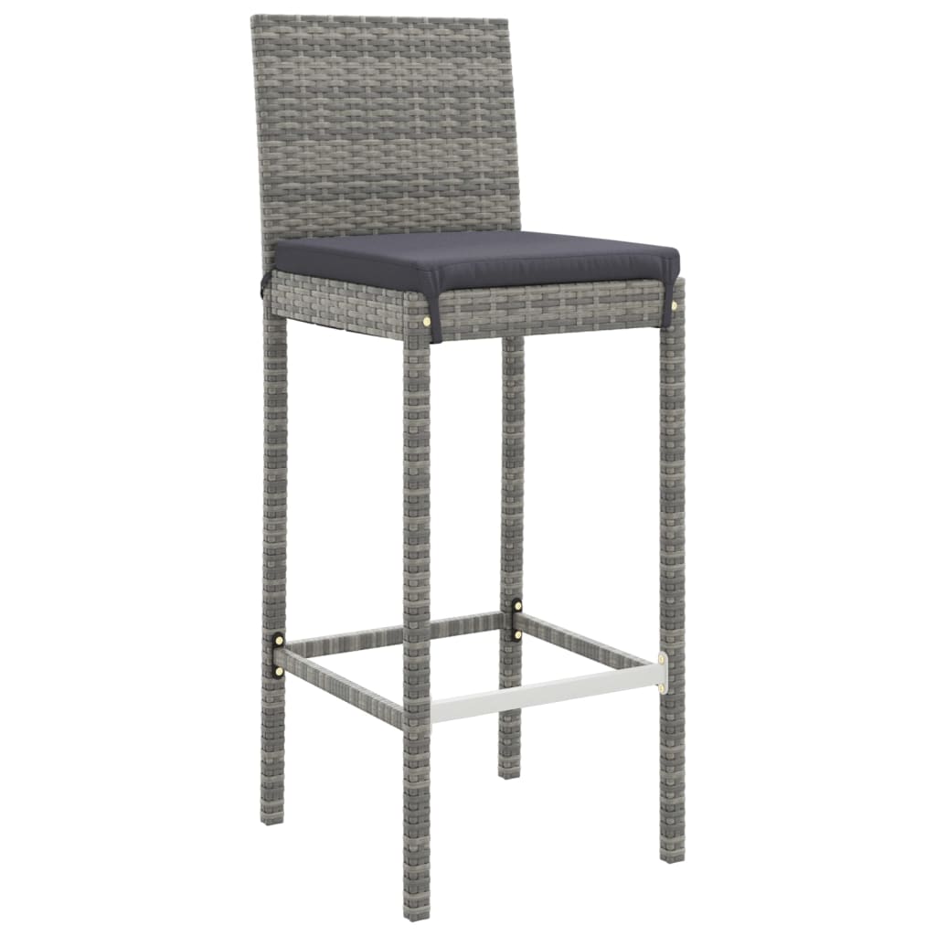 vidaXL Σετ Μπαρ Κήπου 9 Τεμαχίων Γκρι Συνθετικό Ρατάν με Μαξιλάρια