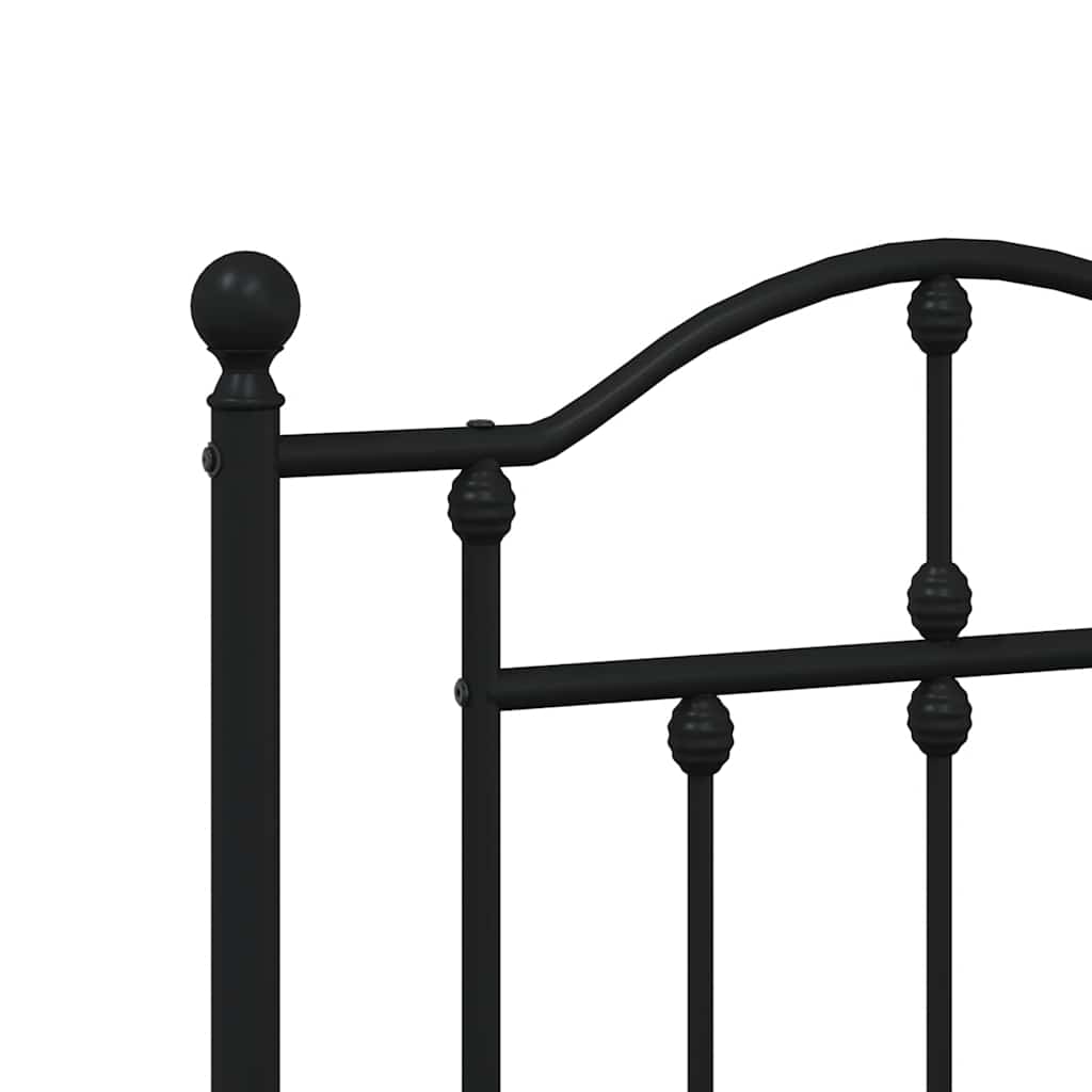 vidaXL Πλαίσιο Κρεβατιού με Κεφαλάρι&Ποδαρικό Μαύρο 140x200εκ. Μέταλλο