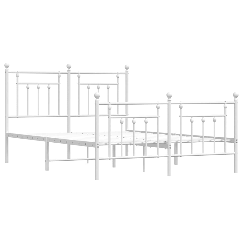 vidaXL Πλαίσιο Κρεβατιού με Κεφαλάρι&Ποδαρικό Λευκό 90x190 εκ. Μέταλλο