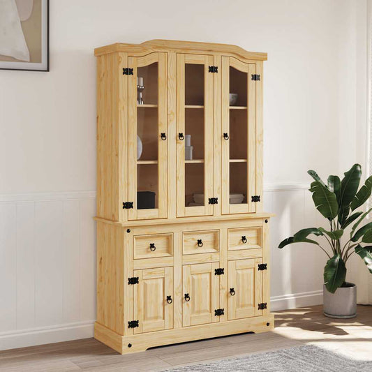 vidaXL Βιτρίνα Corona Καφέ 112x43x196εκ. Μασίφ Ξύλο Μεξικάνικου Πεύκου