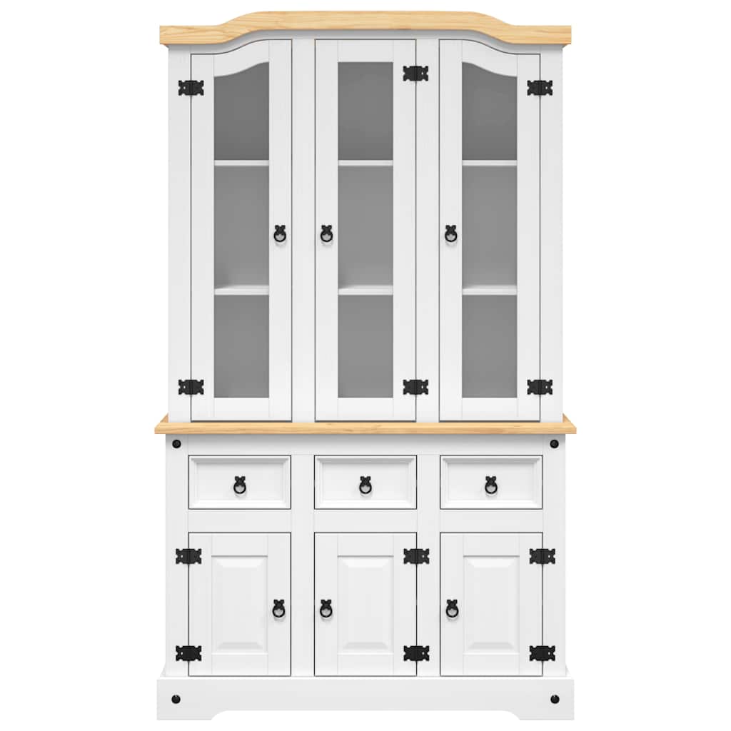 vidaXL Βιτρίνα Corona Λευκή 112 x 43 x 196 εκ. από Μασίφ Ξύλο Πεύκου