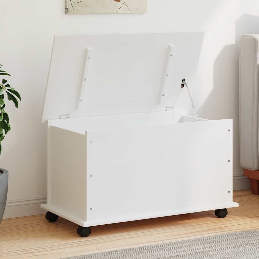 vidaXL Μπαούλο με Ρόδες ALTA Λευκό 73x39,5x43 εκ. Μασίφ Ξύλο Πεύκου