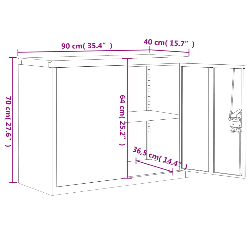 vidaXL Αρχειοθήκη Αν. Γκρι 90 x 40 x 70 εκ. από Ατσάλι