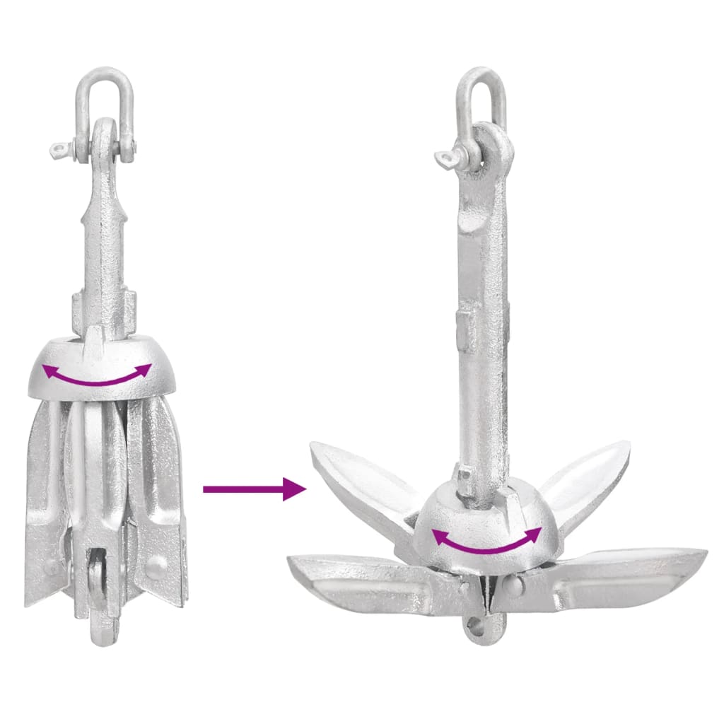 vidaXL Άγκυρα Πτυσσόμενη Ασημί 0,7 Κιλά Γαλβανισμένο χυτοσίδηρο θερμώ