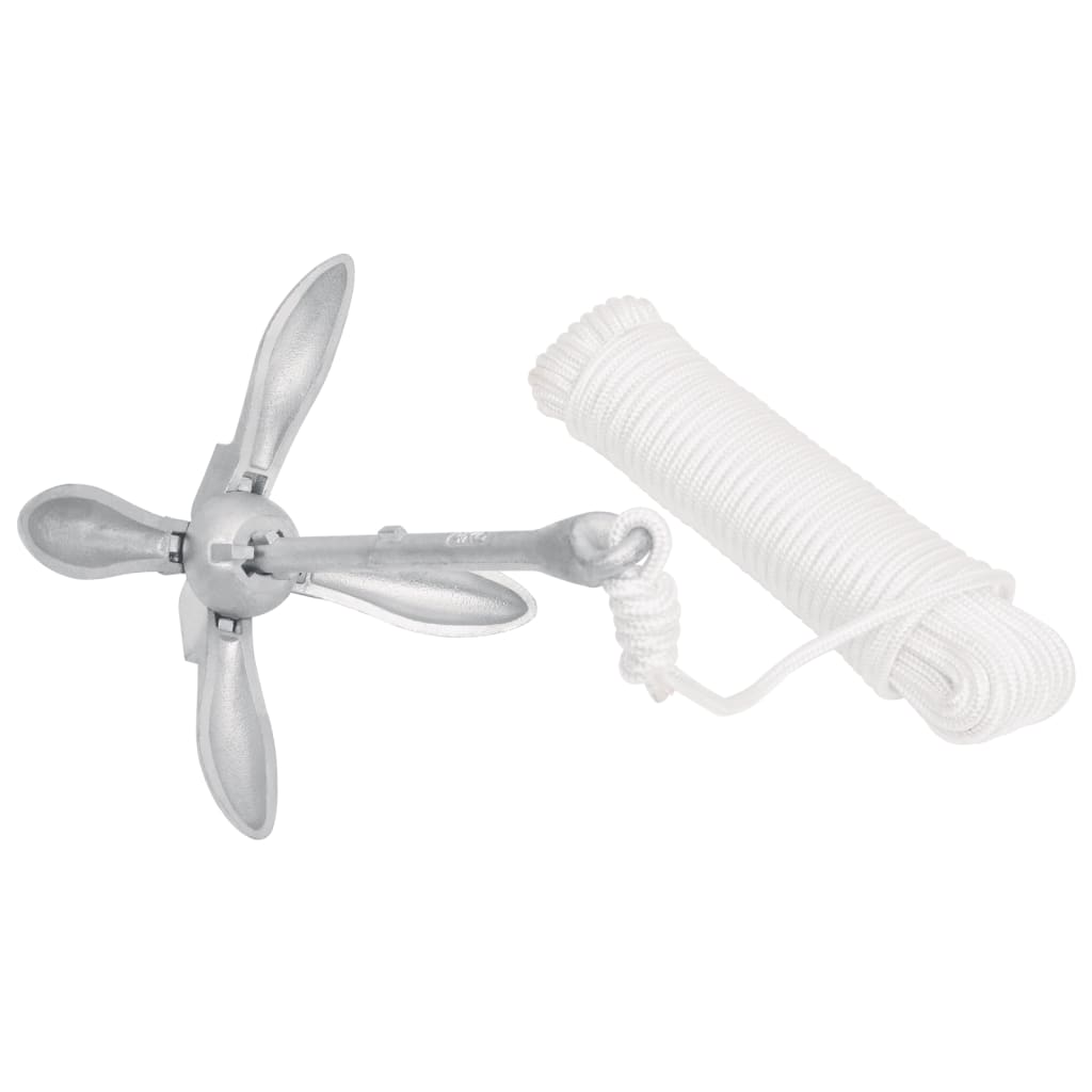 vidaXL Άγκυρα Πτυσσόμενη με Σχοινί 8 κιλά Γαλβανισμένο χυτοσίδηρο