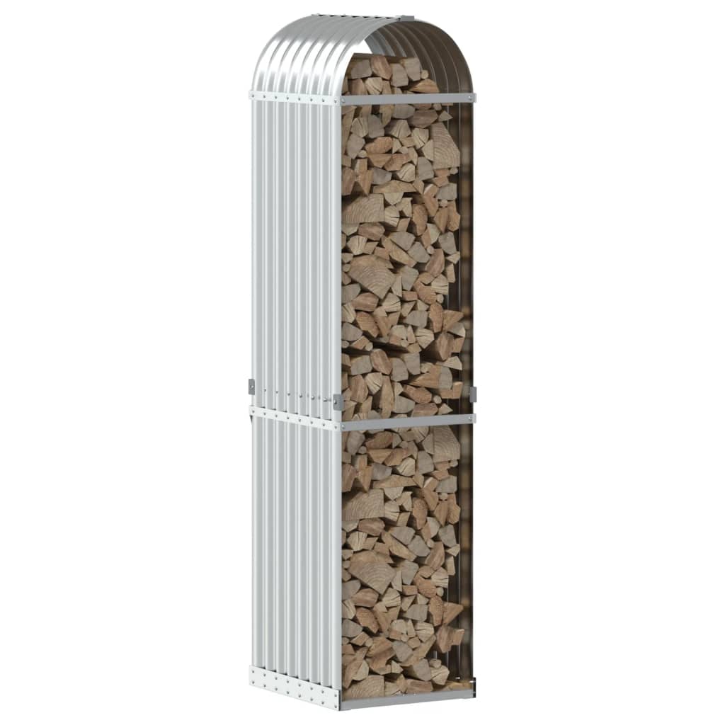 vidaXL Ξυλοθήκη Ασημί 40x45x170 εκ. από Γαλβανισμένο Ατσάλι