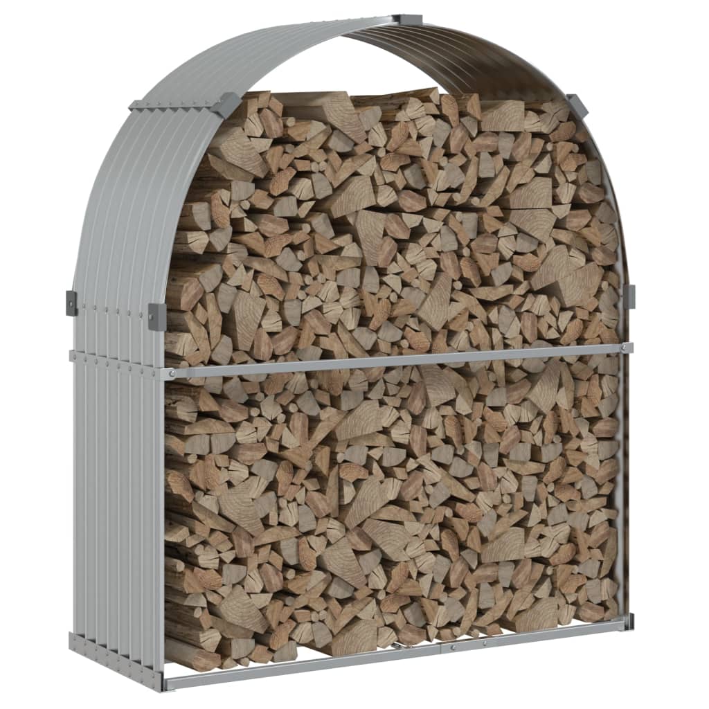 vidaXL Ξυλοθήκη Ασημί 120x45x140 εκ. από Γαλβανισμένο Ατσάλι