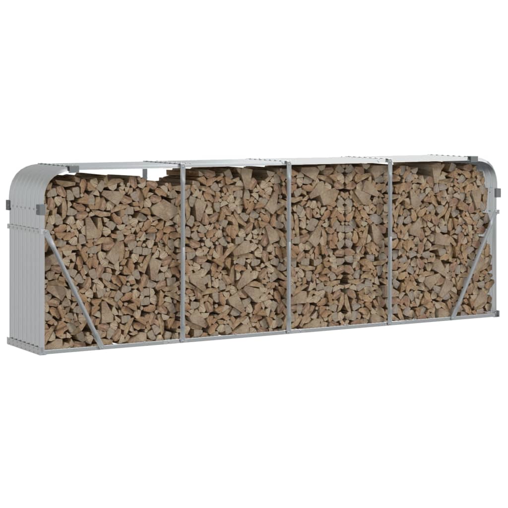 vidaXL Ξυλοθήκη Ασημί 300x45x100 εκ. από Γαλβανισμένο Ατσάλι