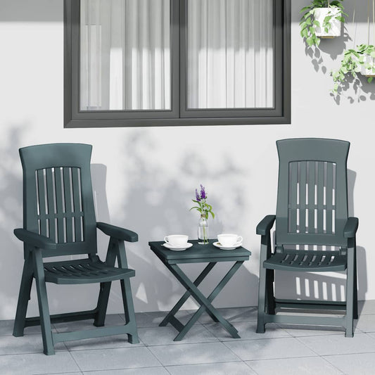 vidaXL Ανακλινόμενες Καρέκλες Κήπου 2 τεμ. Πράσινες από Πολυπροπυλένιο