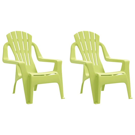 vidaXL Καρέκλες Κήπου Παιδικές 2τεμ. Ξύλινη Όψη Πράσινο 37x34x44εκ. PP