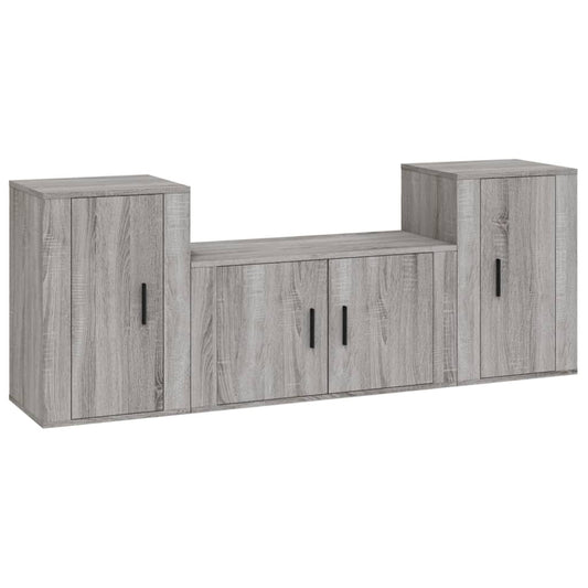 vidaXL Σετ Επίπλων Τηλεόρασης 3 Τεμ. Γκρι Sonoma Επεξεργασμένο Ξύλο