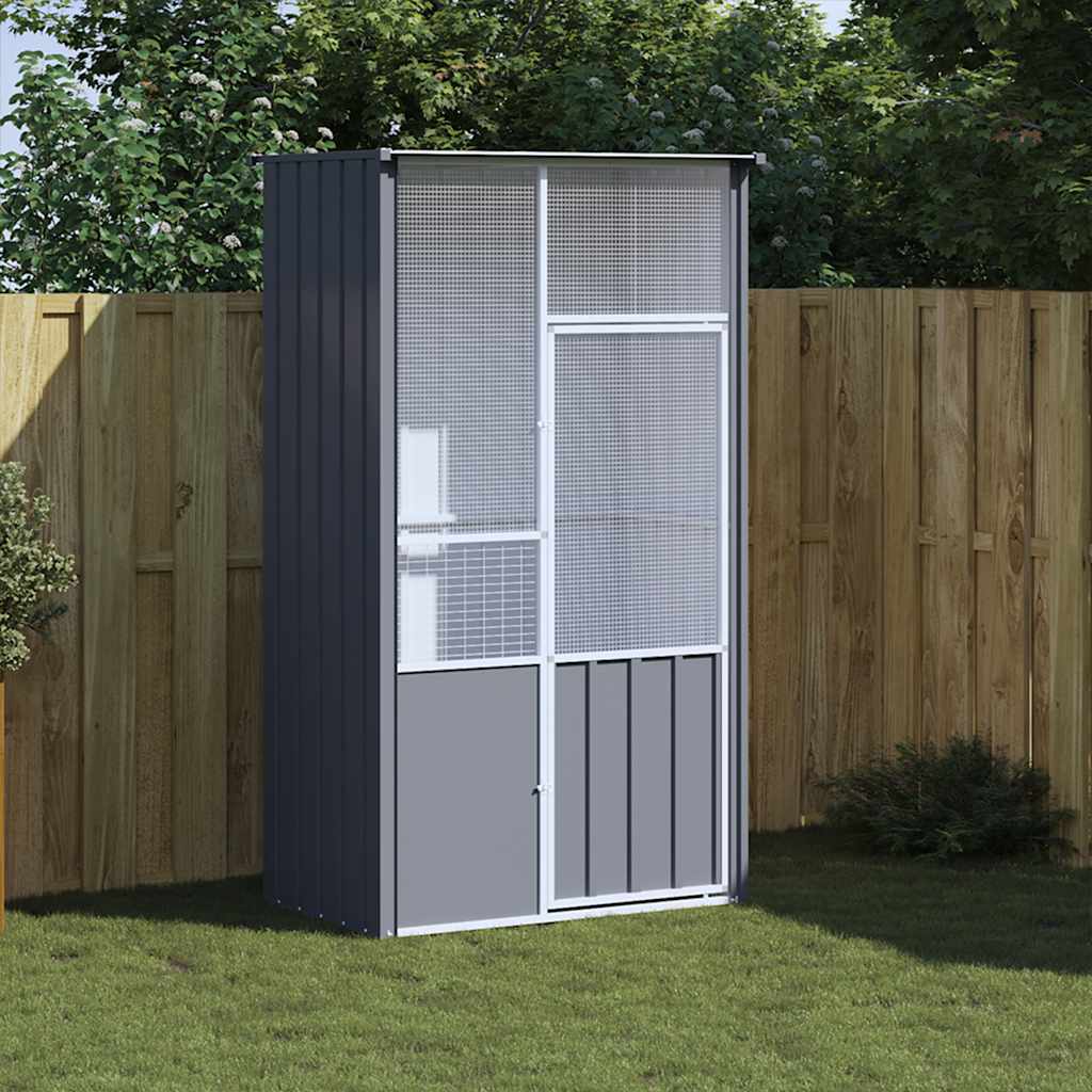 vidaXL Κλουβί Πουλιών Ανθρακί 115x78x200 εκ. από Γαλβανισμένο Χάλυβα