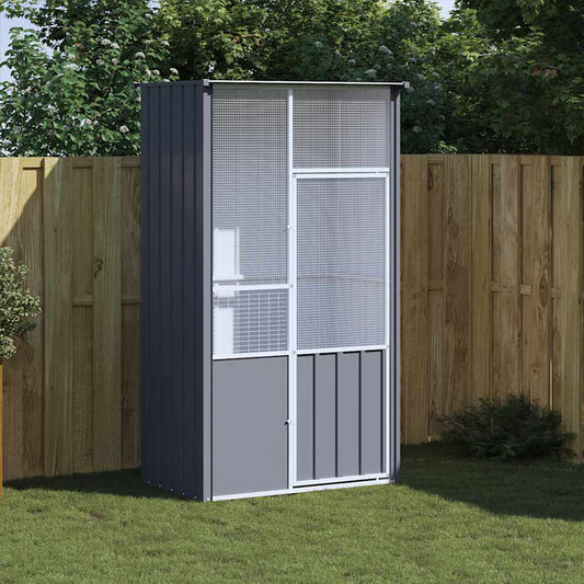 vidaXL Κλουβί Πουλιών Ανθρακί 115x78x200 εκ. από Γαλβανισμένο Χάλυβα