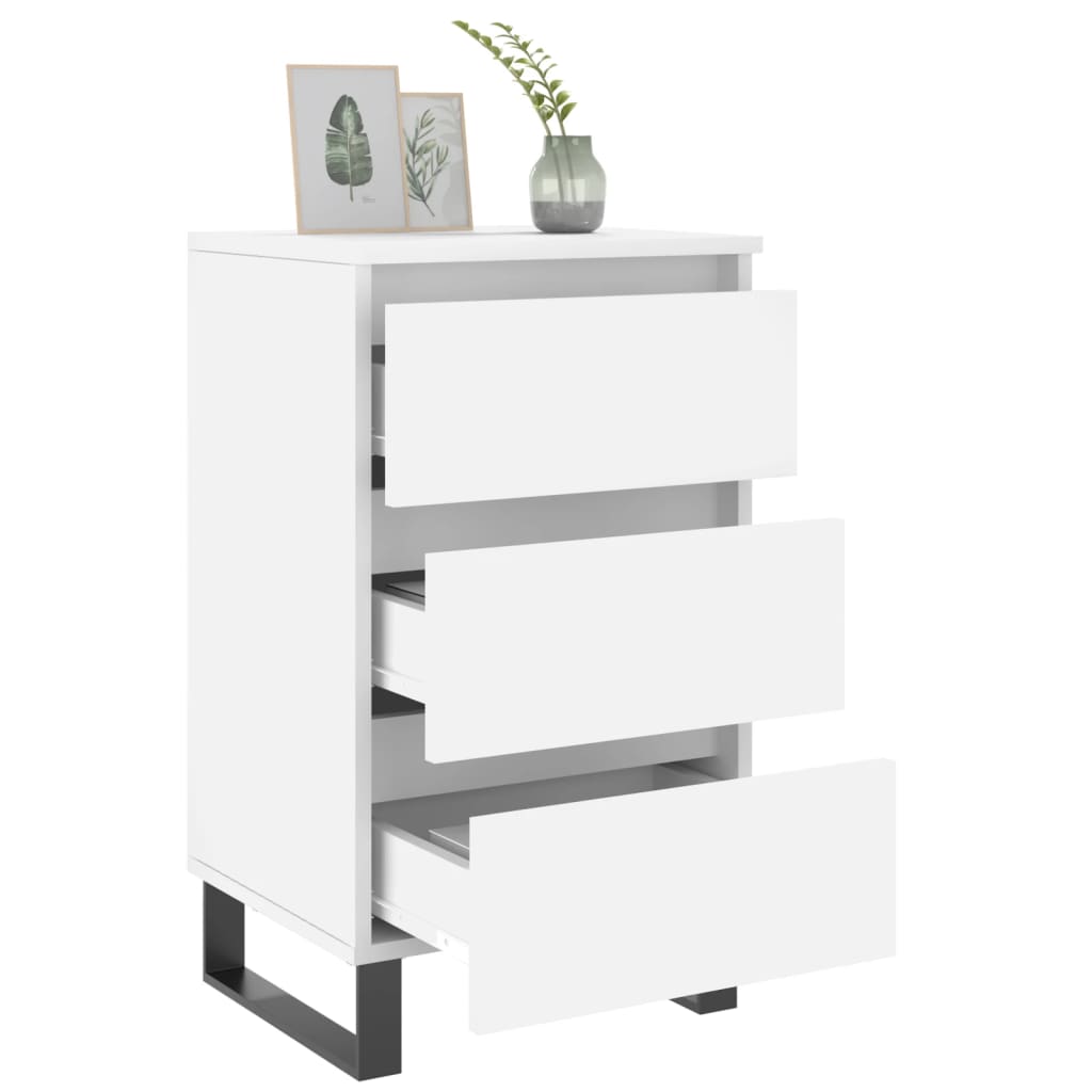 vidaXL Κομοδίνα 2 τεμ. Λευκά 40 x 35 x 69 εκ. από Επεξεργασμένο Ξύλο