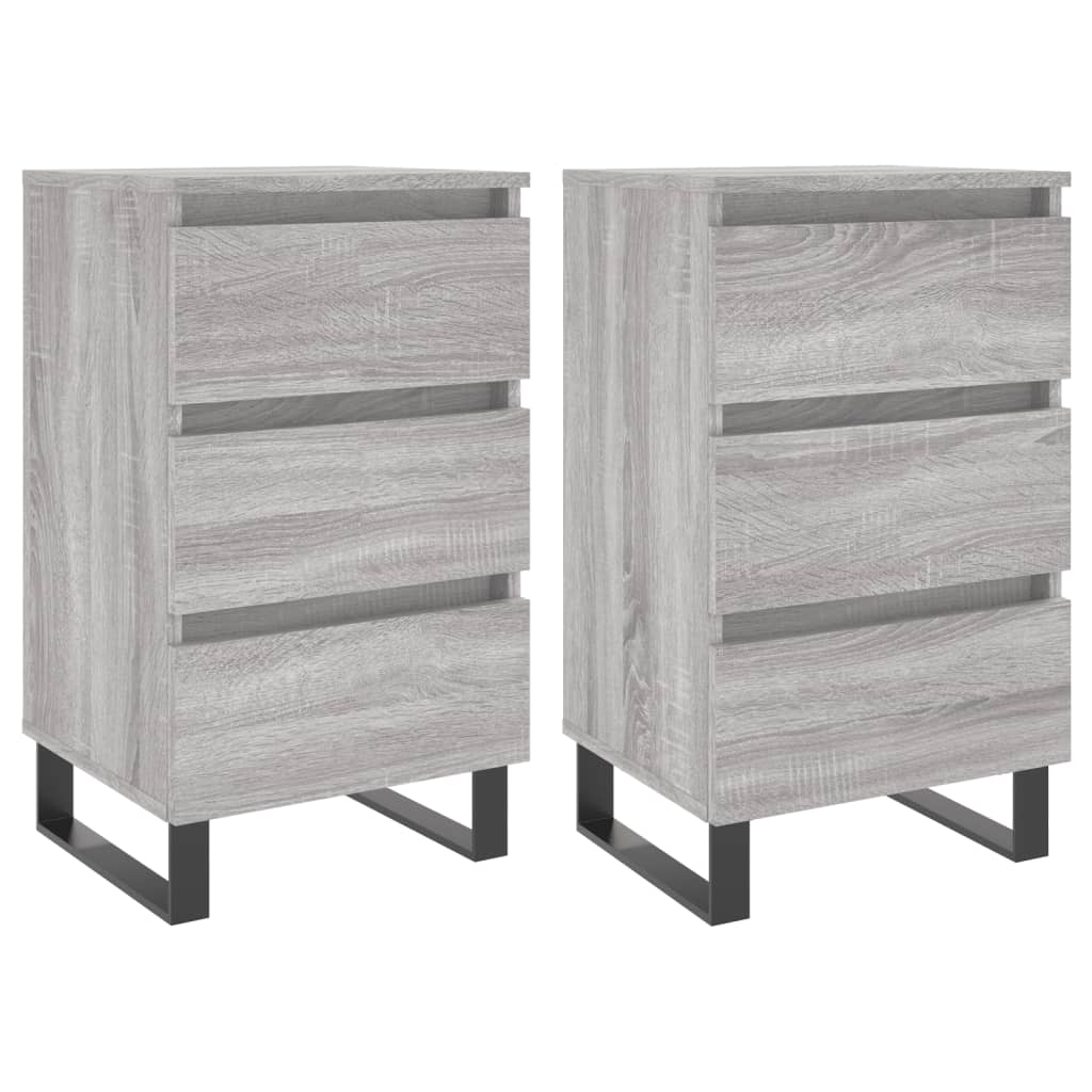 vidaXL Κομοδίνα 2 τεμ. Γκρι Sonoma 40x35x69 εκ. από Επεξεργασμένο Ξύλο