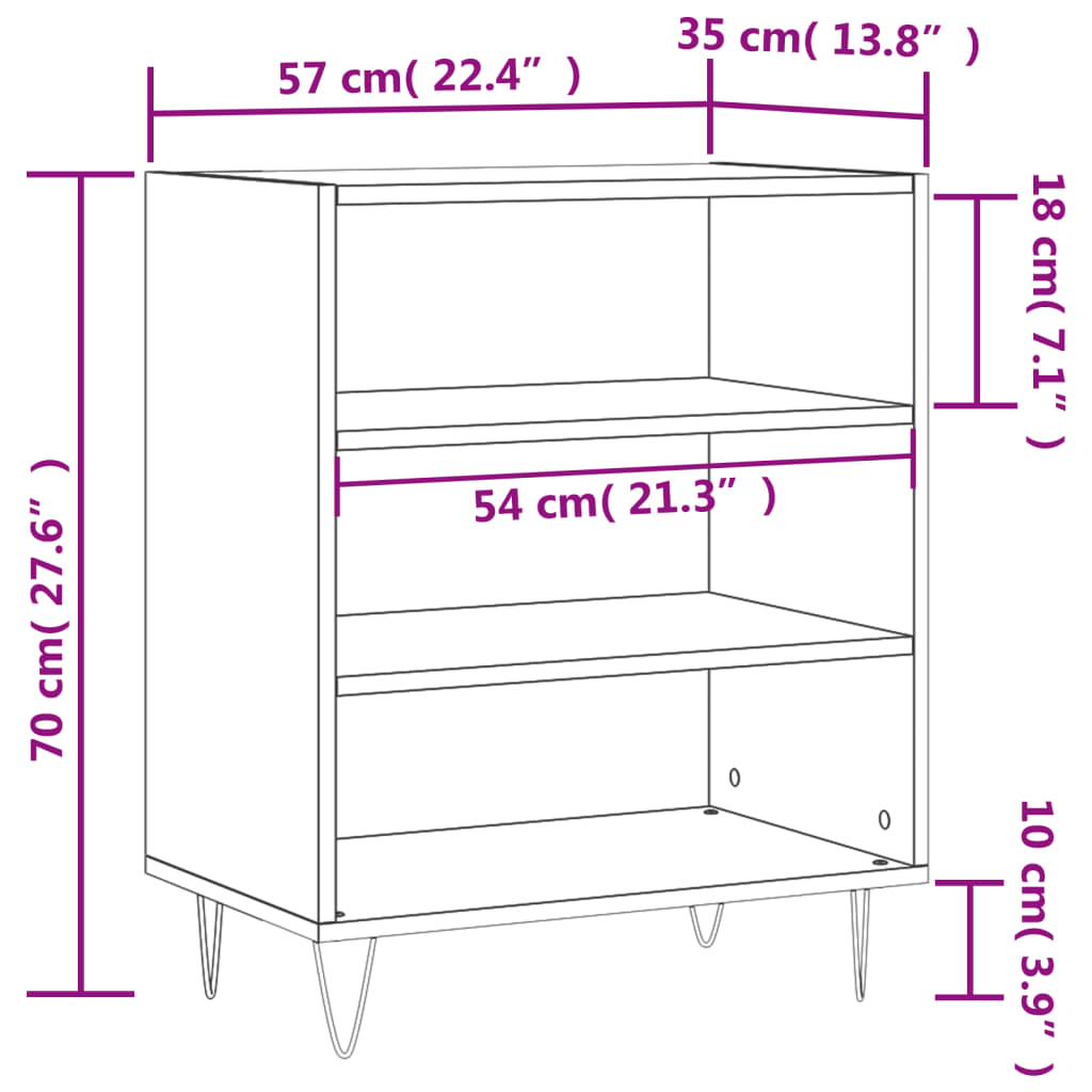 vidaXL Ραφιέρα Μαύρη 57 x 35 x 70 εκ. από Επεξεργασμένο Ξύλο