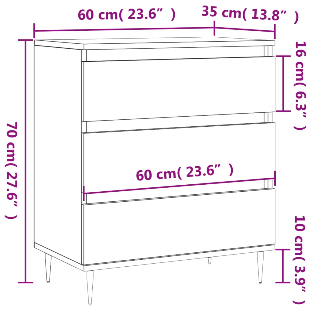 vidaXL Ντουλάπι Γκρι Σκυροδέματος 60x35x70 εκ. Επεξεργασμένο Ξύλο