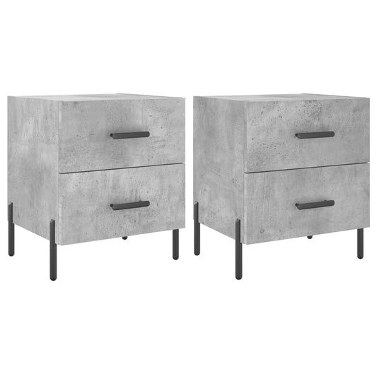 vidaXL Κομοδίνα 2 τεμ. Γκρι Σκυροδεμ. 40 x 35 x 47,5 εκ. Επεξεργ. Ξύλο