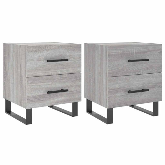 vidaXL Κομοδίνα 2 τεμ. Γκρι Sonoma 40 x 35 x 47,5 εκ. Επεξεργ. Ξύλο