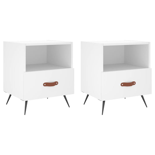 vidaXL Κομοδίνα 2 τεμ. Λευκά 40 x 35 x 47,5 εκ. από Επεξεργασμένο Ξύλο