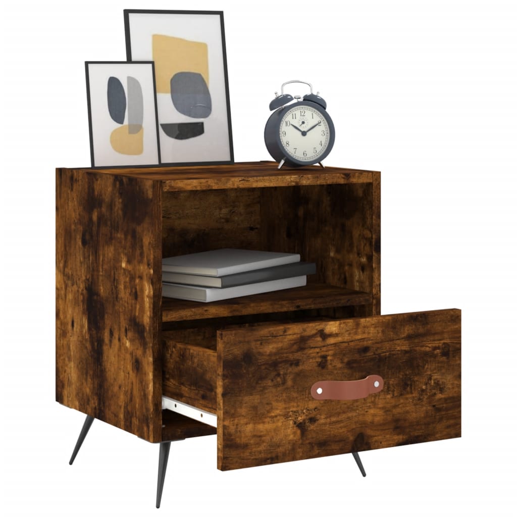 vidaXL Κομοδίνο Καπνιστή Δρυς 40 x 35 x 47,5 εκ. από Επεξεργ. Ξύλο