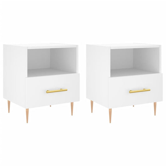 vidaXL Κομοδίνα 2 τεμ. Λευκά 40 x 35 x 47,5 εκ. από Επεξεργασμένο Ξύλο