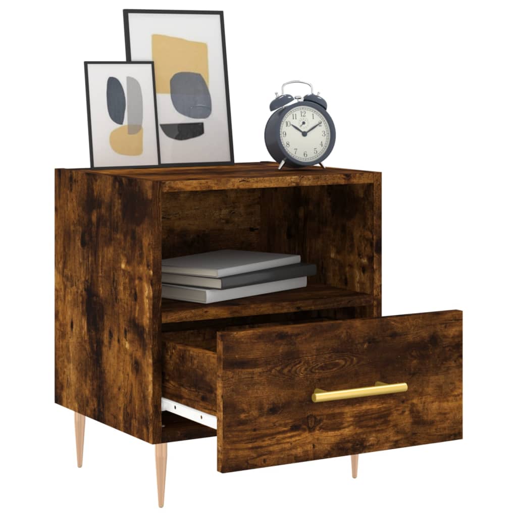 vidaXL Κομοδίνο Καπνιστή Δρυς 40 x 35 x 47,5 εκ. από Επεξεργ. Ξύλο