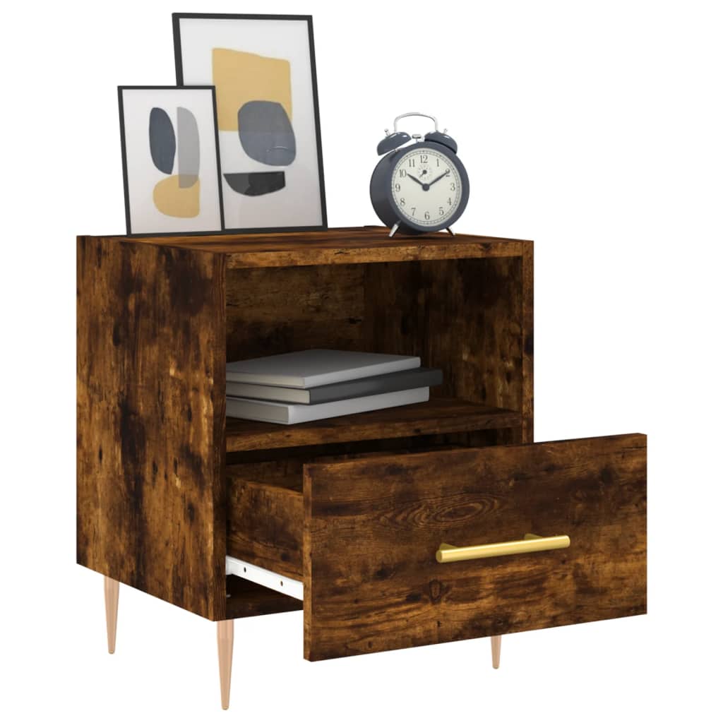 vidaXL Κομοδίνα 2 τεμ. Καπνιστή Δρυς 40 x 35 x 47,5 εκ. Επεξεργ. Ξύλο