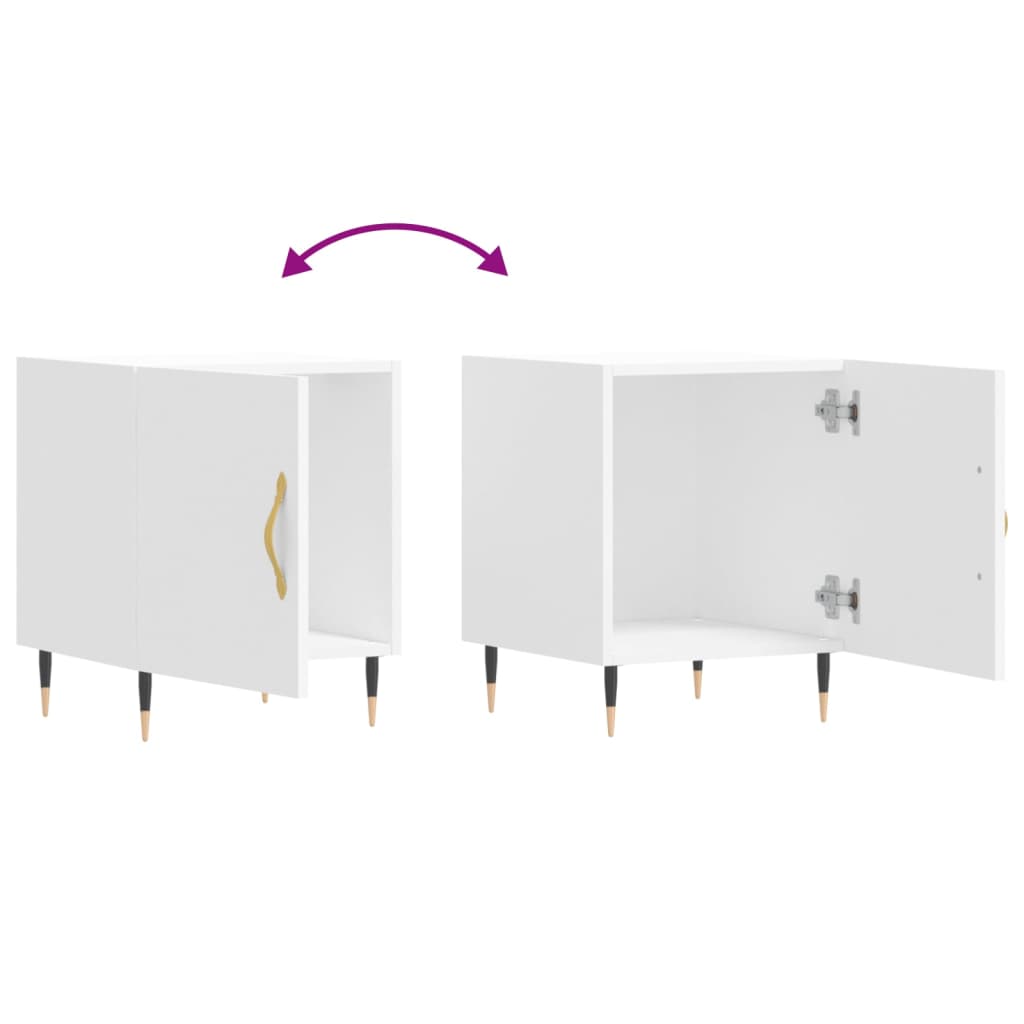 vidaXL Κομοδίνα 2 τεμ. Λευκά 40 x 40 x 50 εκ. από Επεξεργασμένο Ξύλο