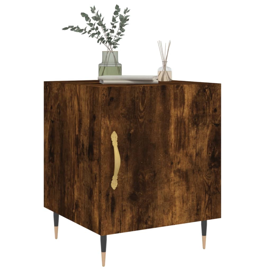 vidaXL Κομοδίνα 2 τεμ. Καπνιστή Δρυς 40x40x50 εκ. από Επεξεργ. Ξύλο