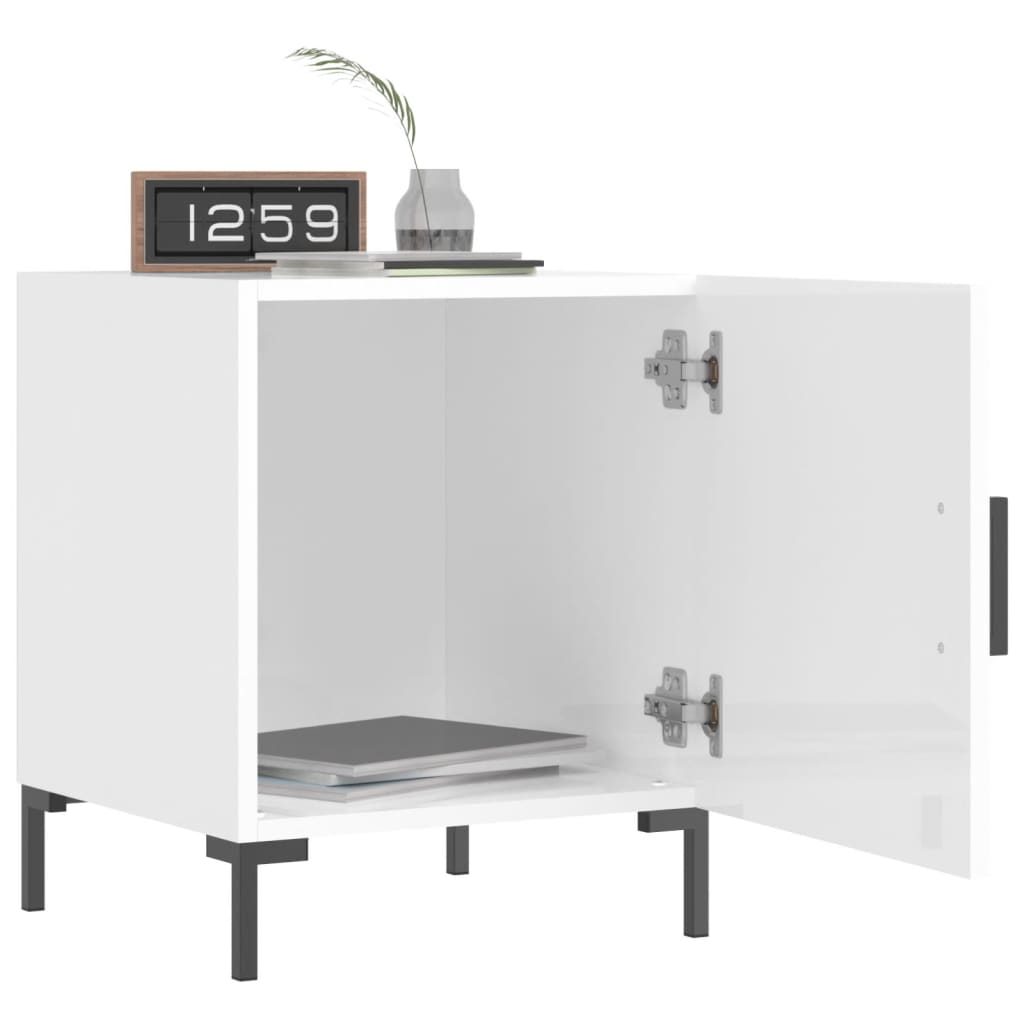 vidaXL Κομοδίνα 2 τεμ. Γυαλ. Λευκό 40 x 40 x 50 εκ. από Επεξεργ. Ξύλο