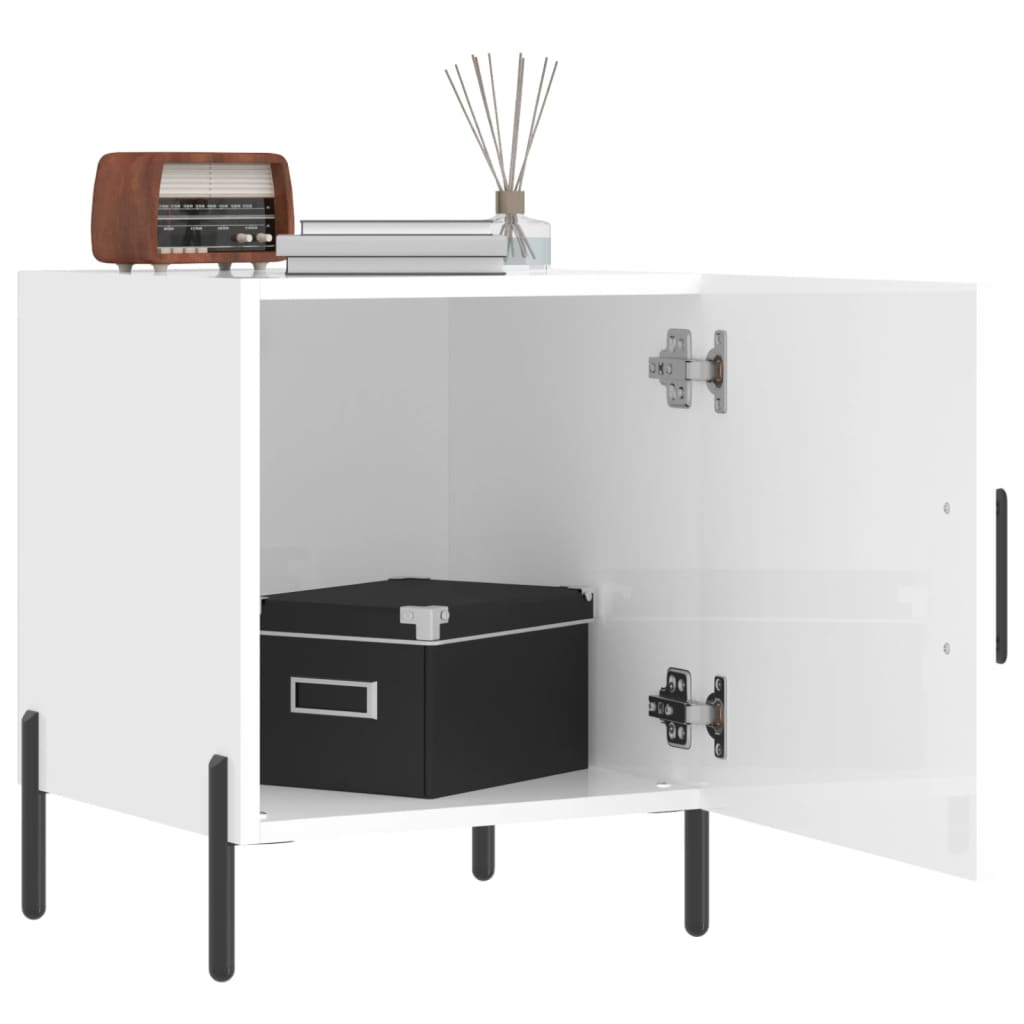 vidaXL Κομοδίνα 2 τεμ. Γυαλ. Λευκό 40 x 40 x 50 εκ. από Επεξεργ. Ξύλο