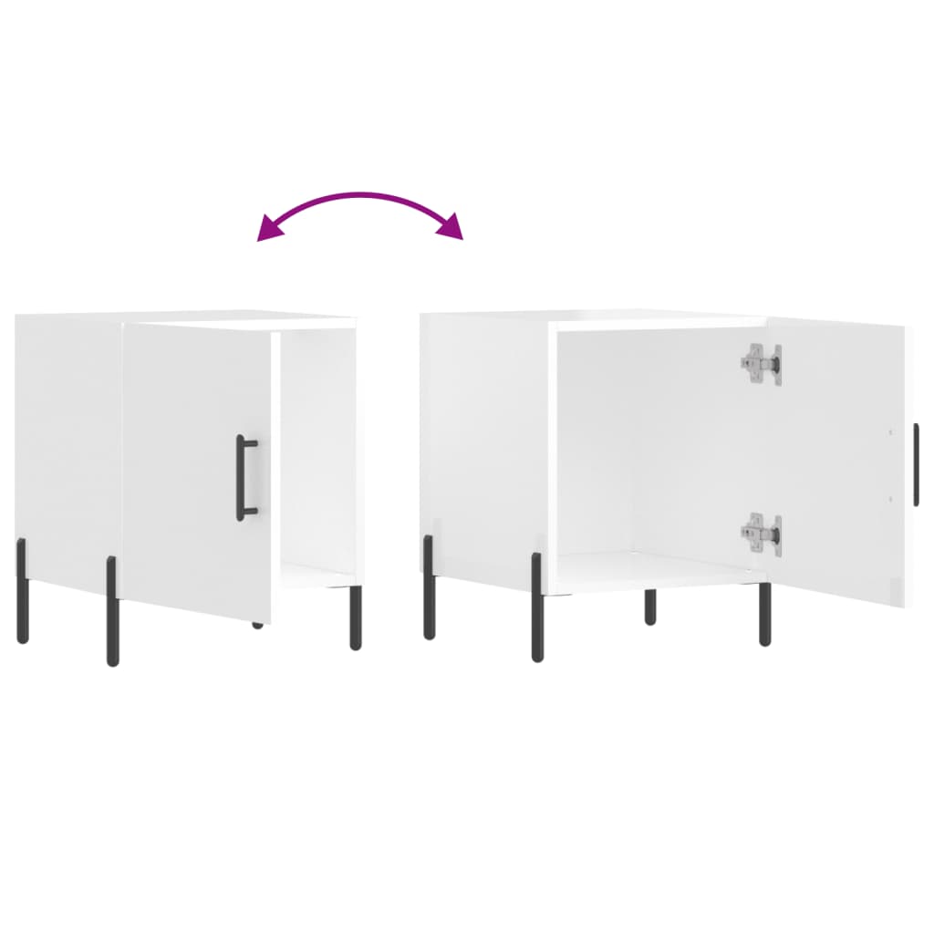 vidaXL Κομοδίνα 2 τεμ. Γυαλ. Λευκό 40 x 40 x 50 εκ. από Επεξεργ. Ξύλο