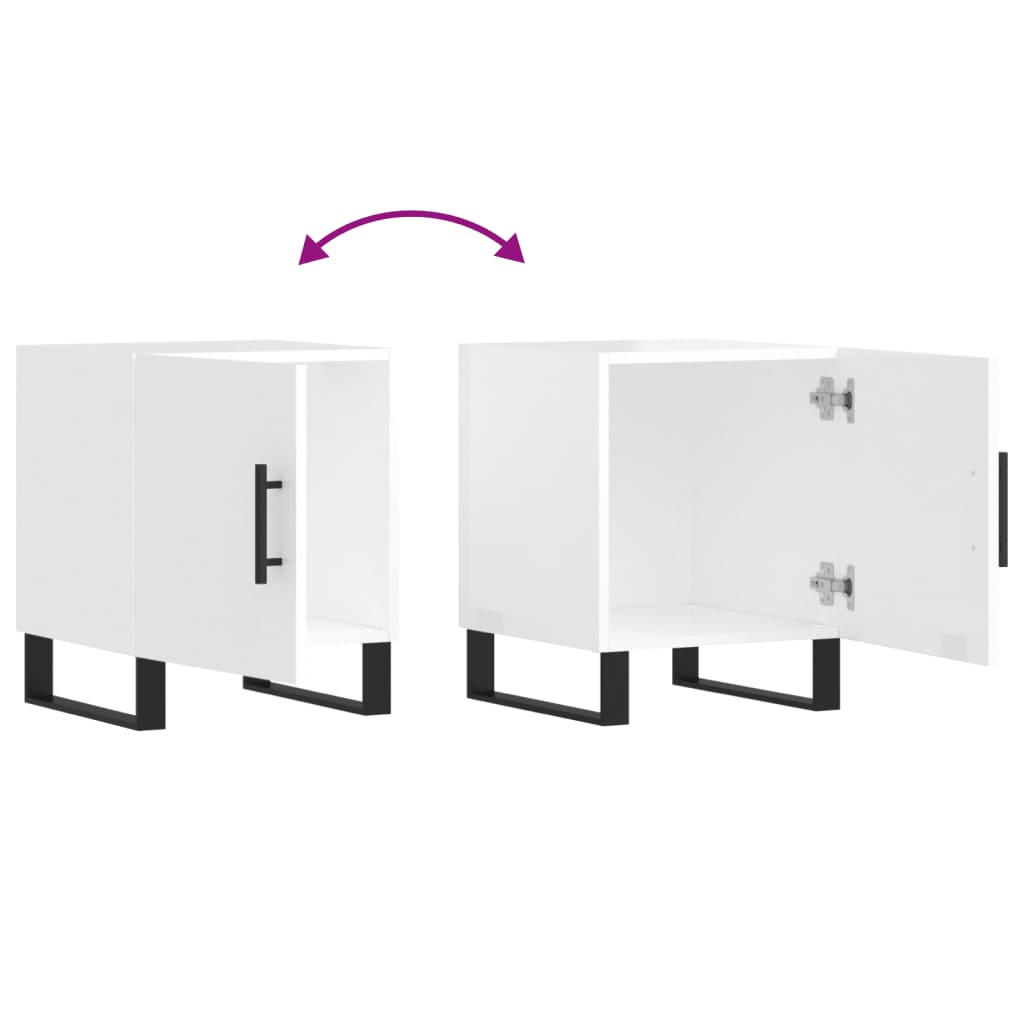 vidaXL Κομοδίνα 2 τεμ. Γυαλ. Λευκό 40 x 40 x 50 εκ. από Επεξεργ. Ξύλο