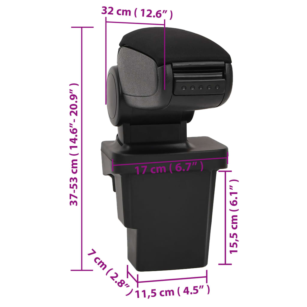 vidaXL Τεμπέλης Αυτοκινήτου Μαύρος 17x32x(37-53) εκ. από ABS