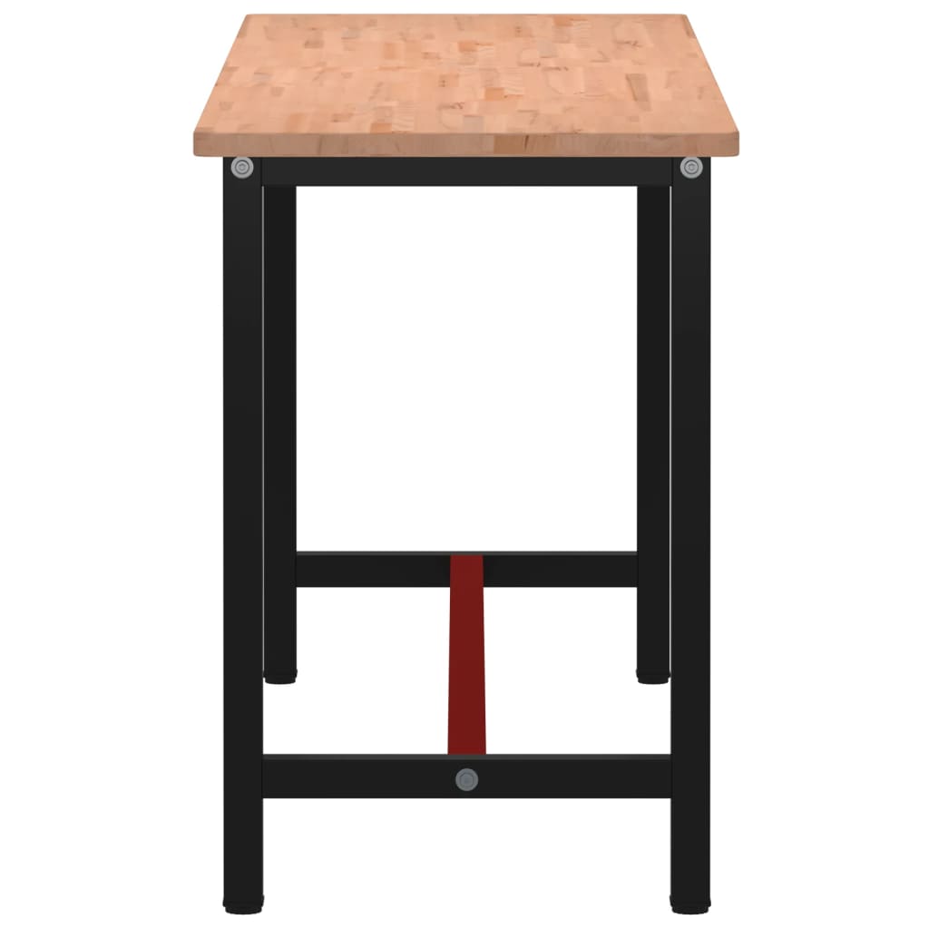 vidaXL Πάγκος Εργασίας 180x55x81,5εκ. από Μασίφ Ξύλο Οξιάς και Μέταλλο