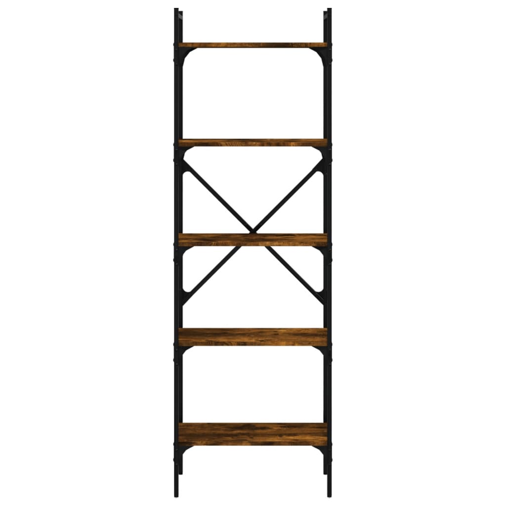 vidaXL Βιβλιοθήκη 5 Επιπέδων Καπνιστή Δρυς 56x31,5x174εκ. Επεξ. Ξύλο
