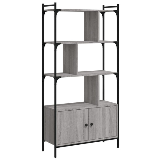 vidaXL Βιβλιοθήκη με Πόρτες Γκρι Sonoma 76,5x30x154,5 εκ. Επεξ. Ξύλο