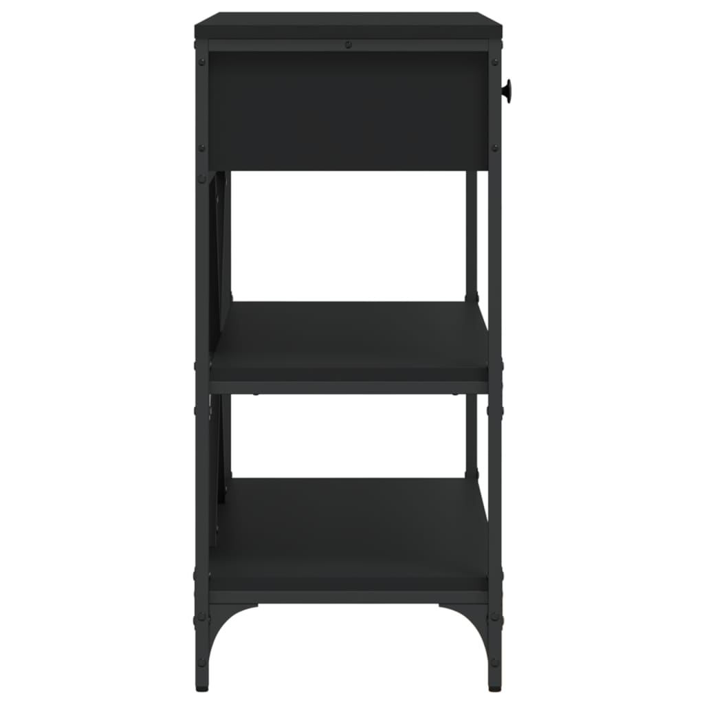 vidaXL Τραπέζι Κονσόλα με Συρτάρια & Ράφια Μαύρο από Επεξεργ. Ξύλο