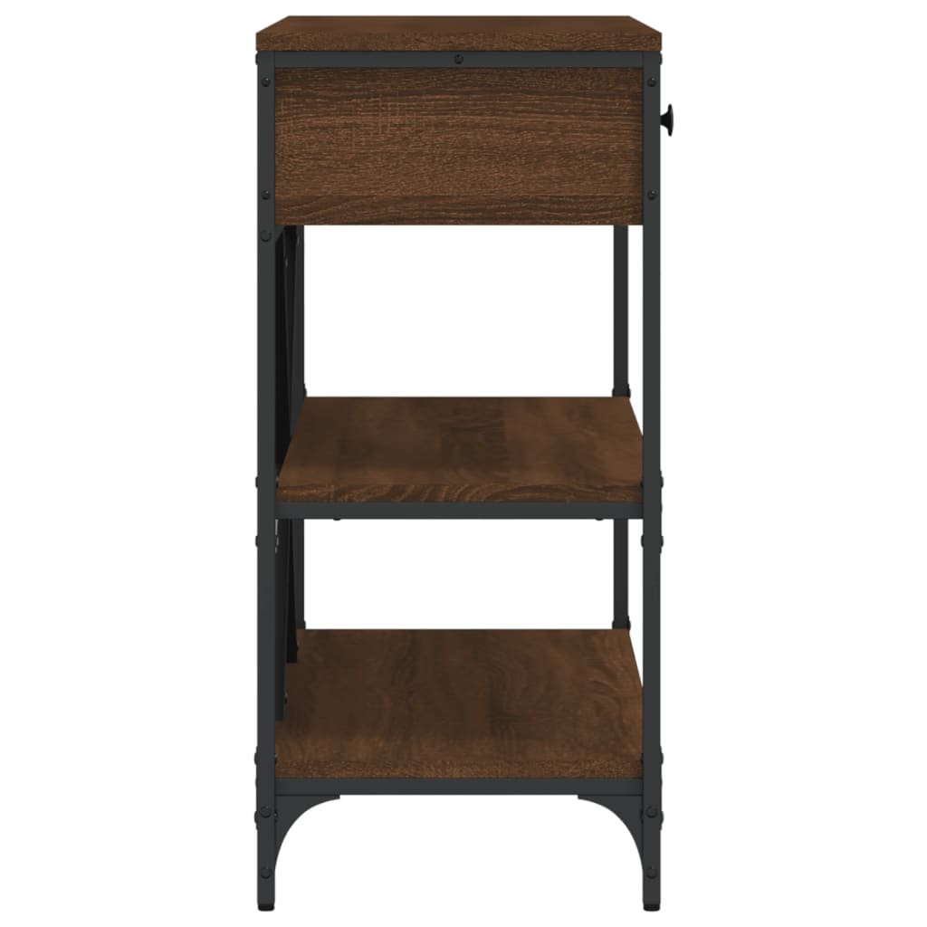 vidaXL Τραπέζι Κονσόλα με Συρτάρια&Ράφια Καφέ Δρυς από Επεξεργ. Ξύλο