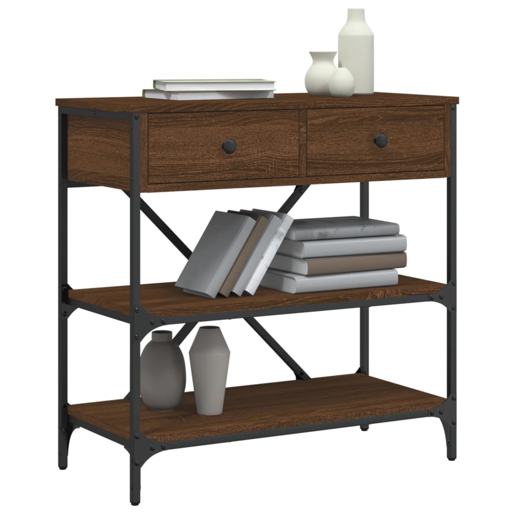 vidaXL Τραπέζι Κονσόλα Καφέ Δρυς 75x34,5x75 εκ. Επεξεργασμένο Ξύλο